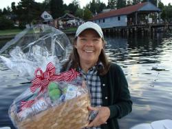 Alison with raffle prize in Gig Harbour